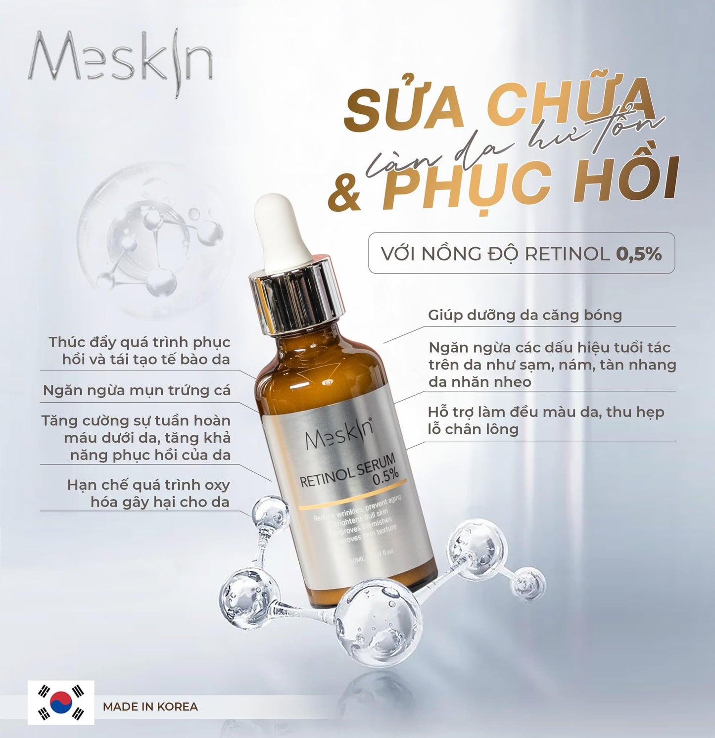 SERUM RETINOL 0.5% MESKIN & SERUM DNA TÁI TẠO MESKIN