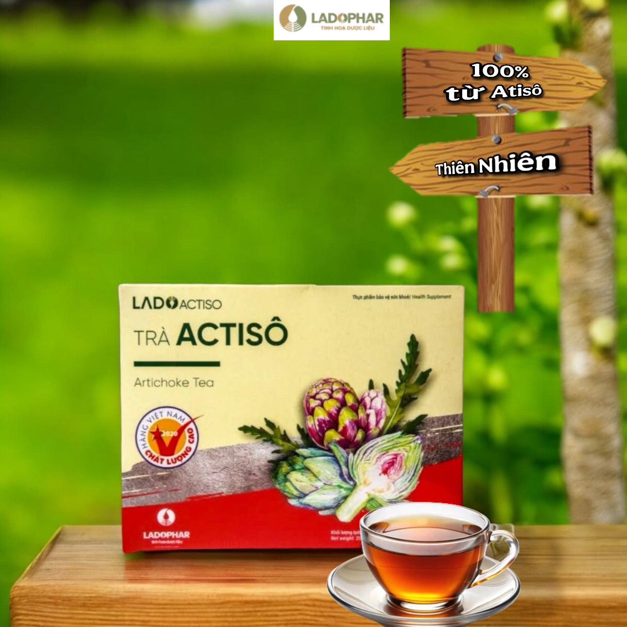 TRÀ ATISÔ TÚI LỌC LADOPHAR DALAT - HỘP 100 TÚI