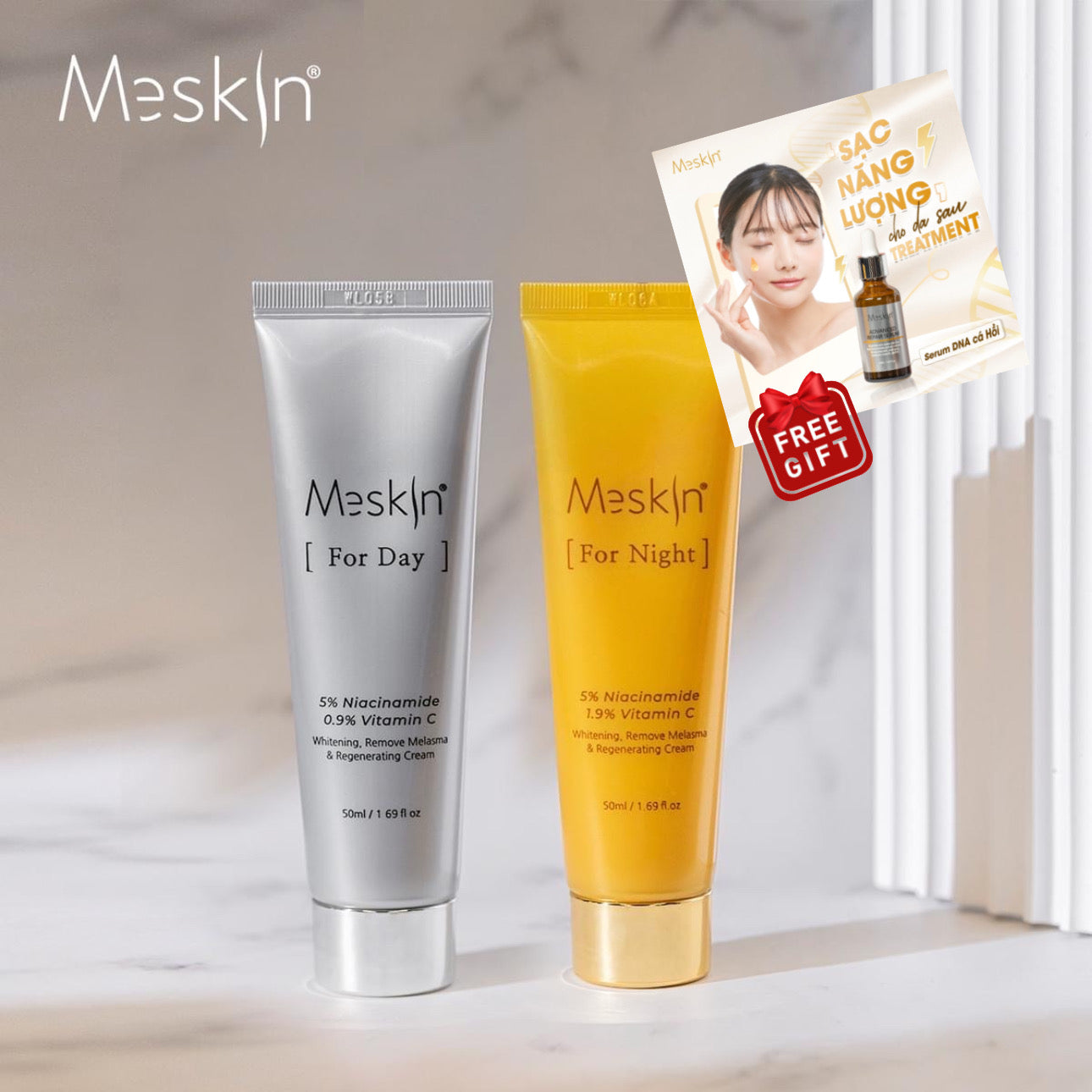 MESKIN KOREA - KEM DƯỠNG TRẮNG DA, MỜ NÁM NGÀY & ĐÊM