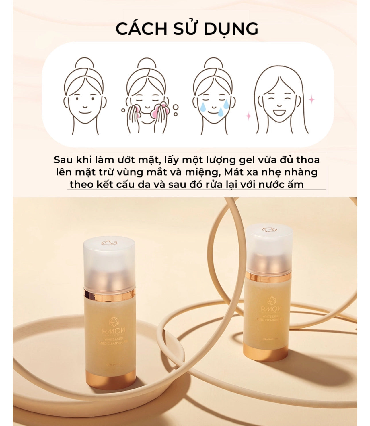 RMON WHITE LABEL GOLD CLEANSING GEL- GEL RỬA MẶT TẾ BÀO GỐC RMON