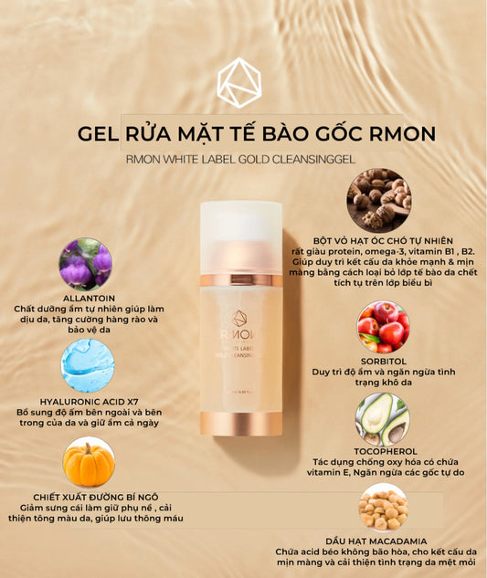 RMON WHITE LABEL GOLD CLEANSING GEL- GEL RỬA MẶT TẾ BÀO GỐC RMON