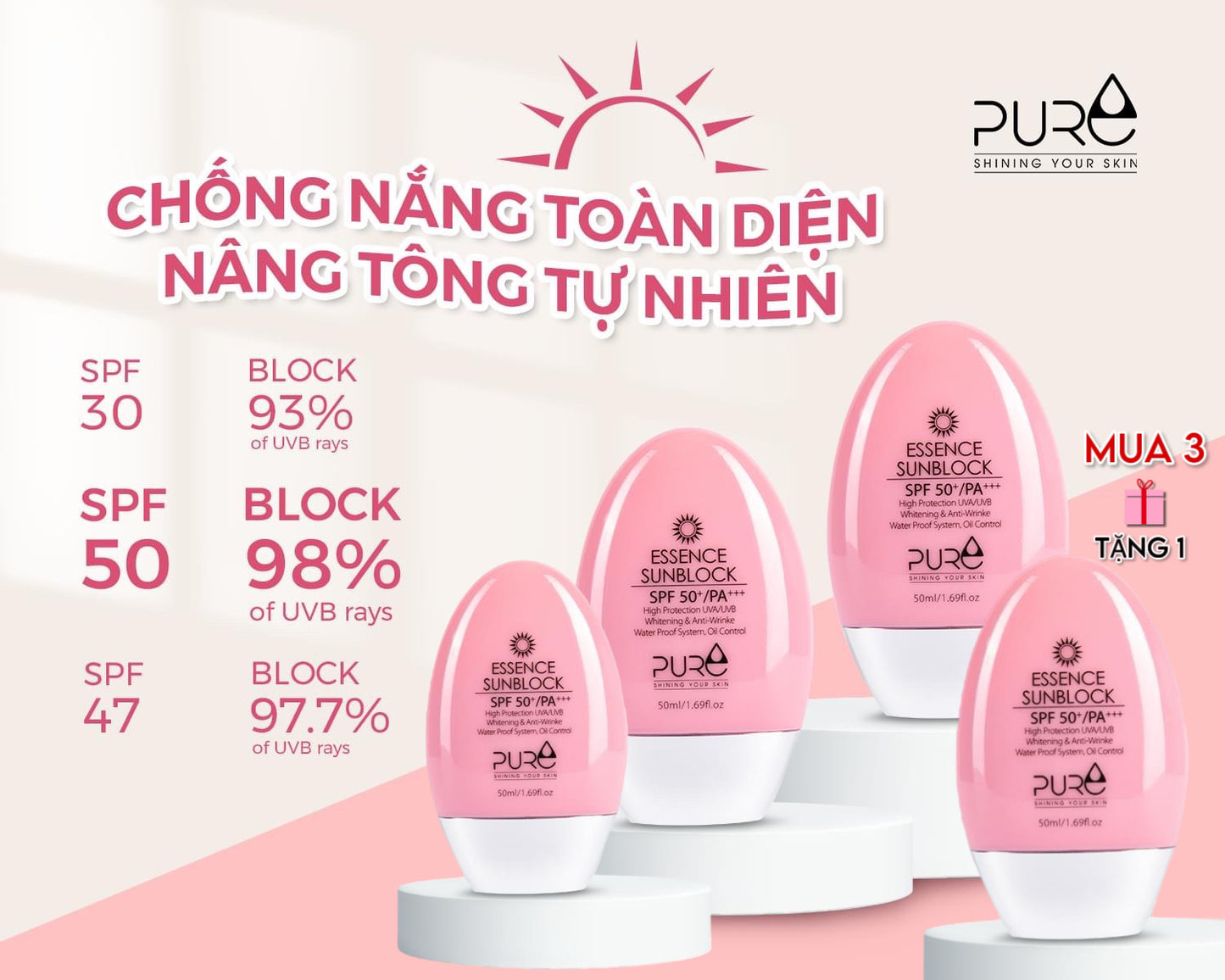 SỮA CHỐNG NẮNG NÂNG TÔNG PURE KOREA