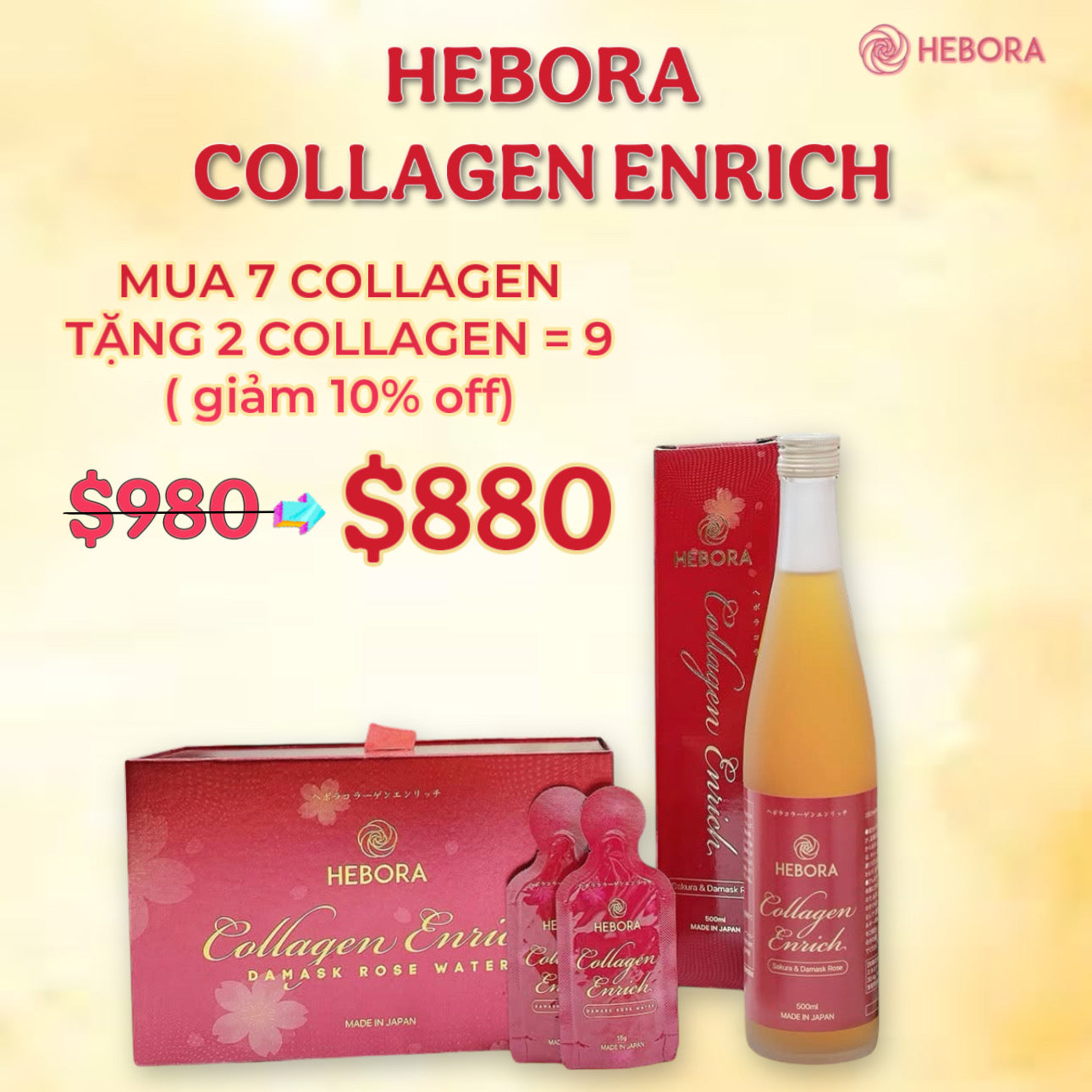HEBORA - Nước uống Collagen Enrich Nhật Bản