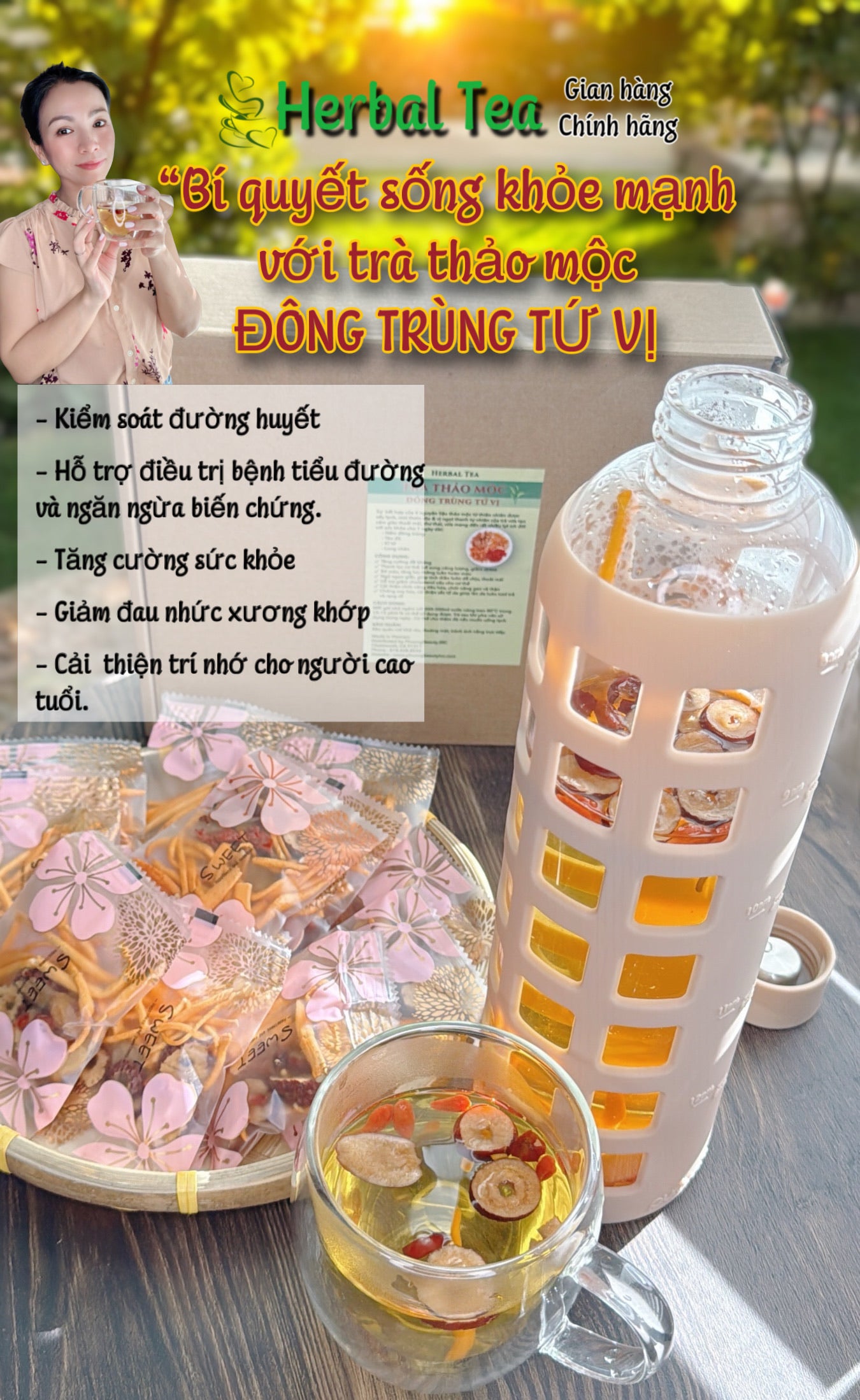 Trà Thảo Mộc Đông Trùng Tứ Vị