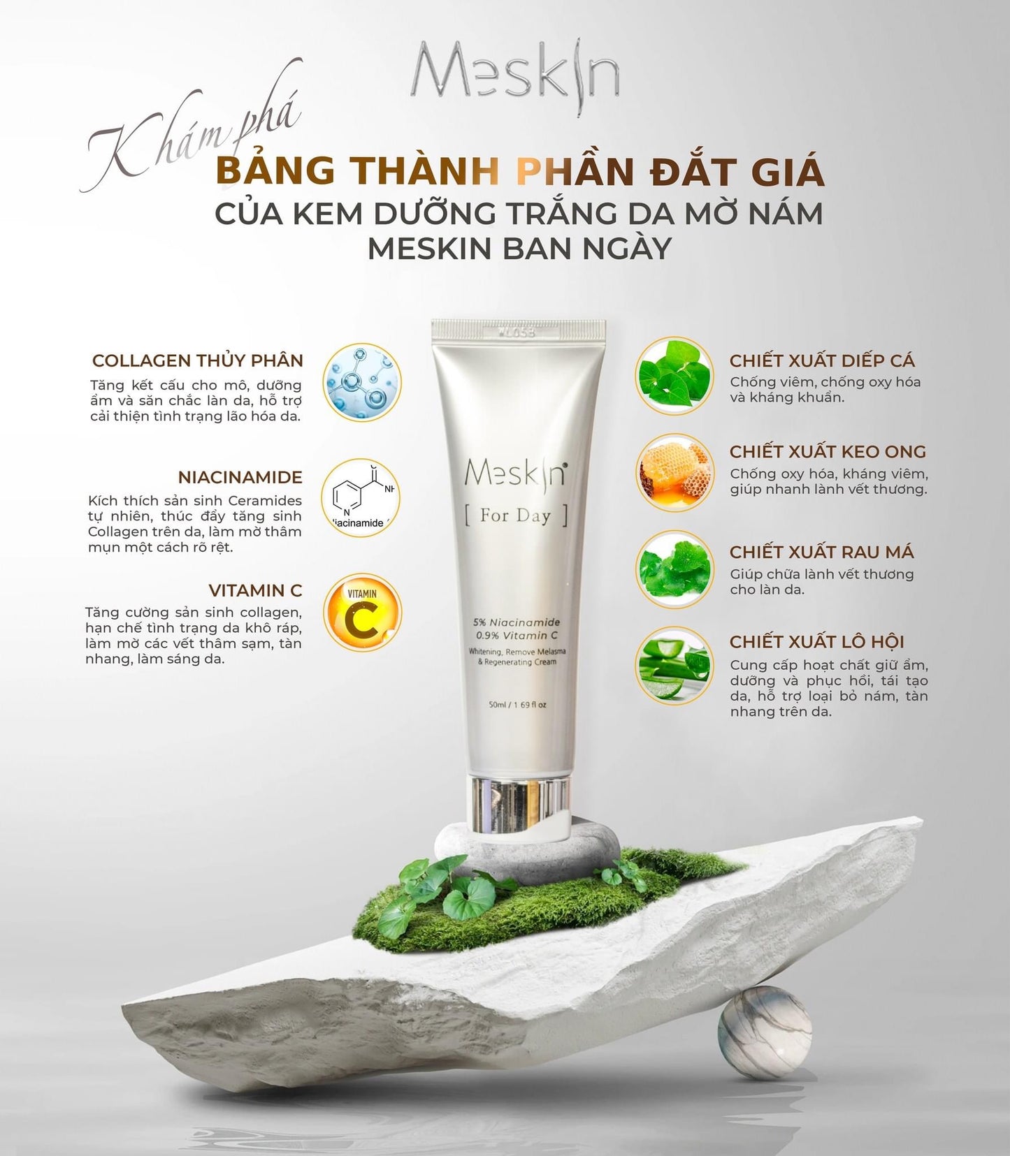 MESKIN KOREA - KEM DƯỠNG TRẮNG DA, MỜ NÁM NGÀY & ĐÊM