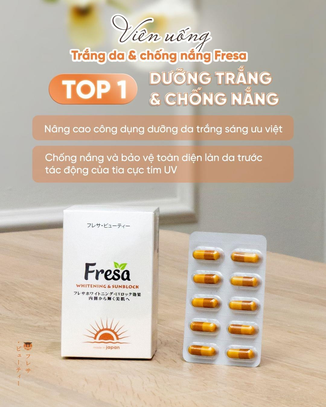 Viên uống duỡng trắng & chống nắng nội sinh FRESA