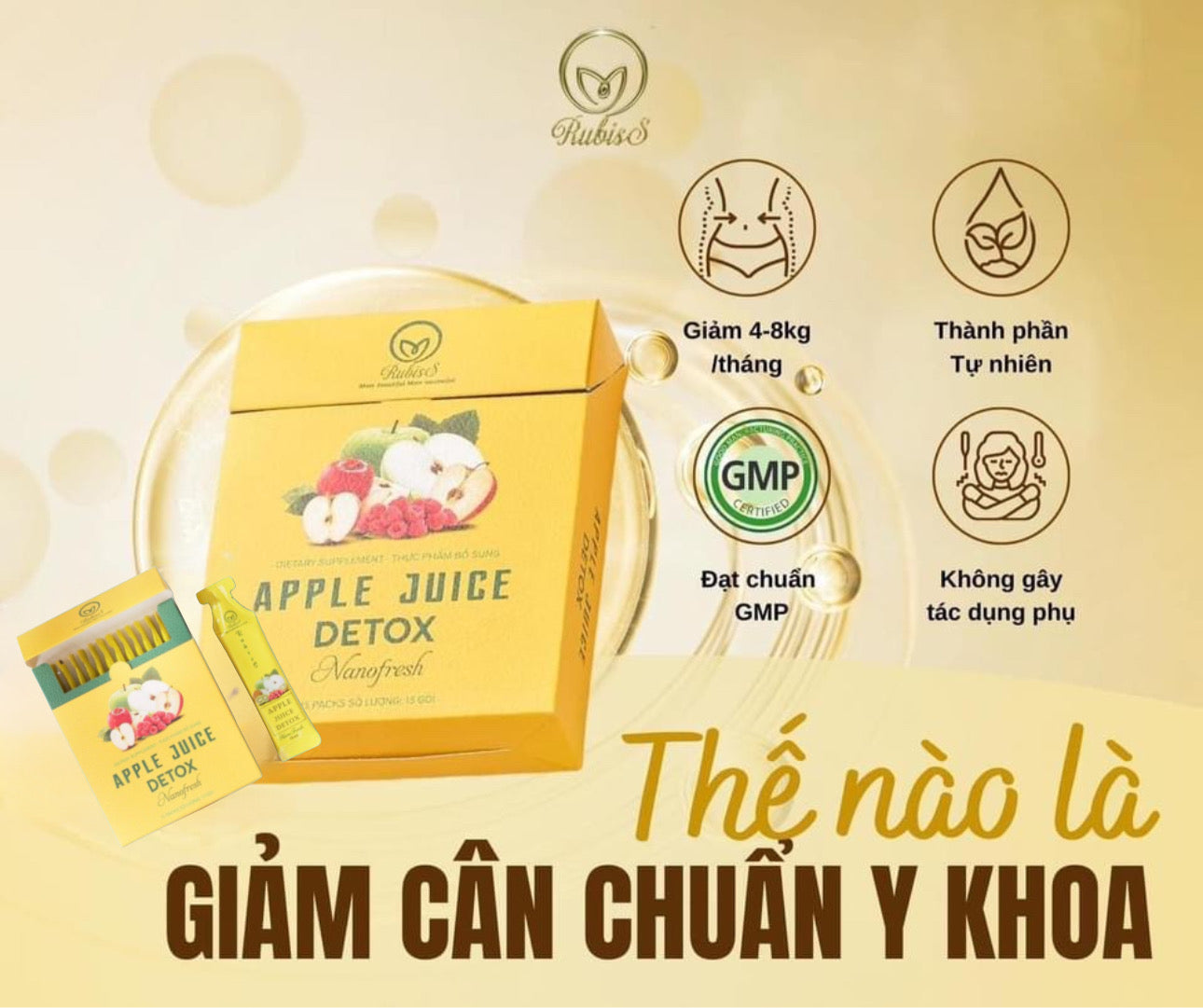 RUBISS APPLE JUICE DETOX - NƯỚC TRÁI CÂY GIẢM CÂN AN TOÀN