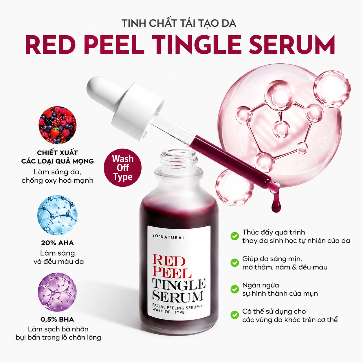 SO NATURAL Red Peel Tingle Serum - Serum tẩy tế bào chết So Natural
