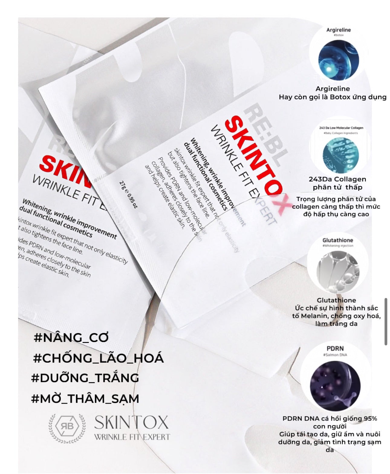 SKINTOX WRINKLES FIT EXPERT MASK - MẶT NẠ NÂNG CƠ, CHỐNG CHẢY XỆ