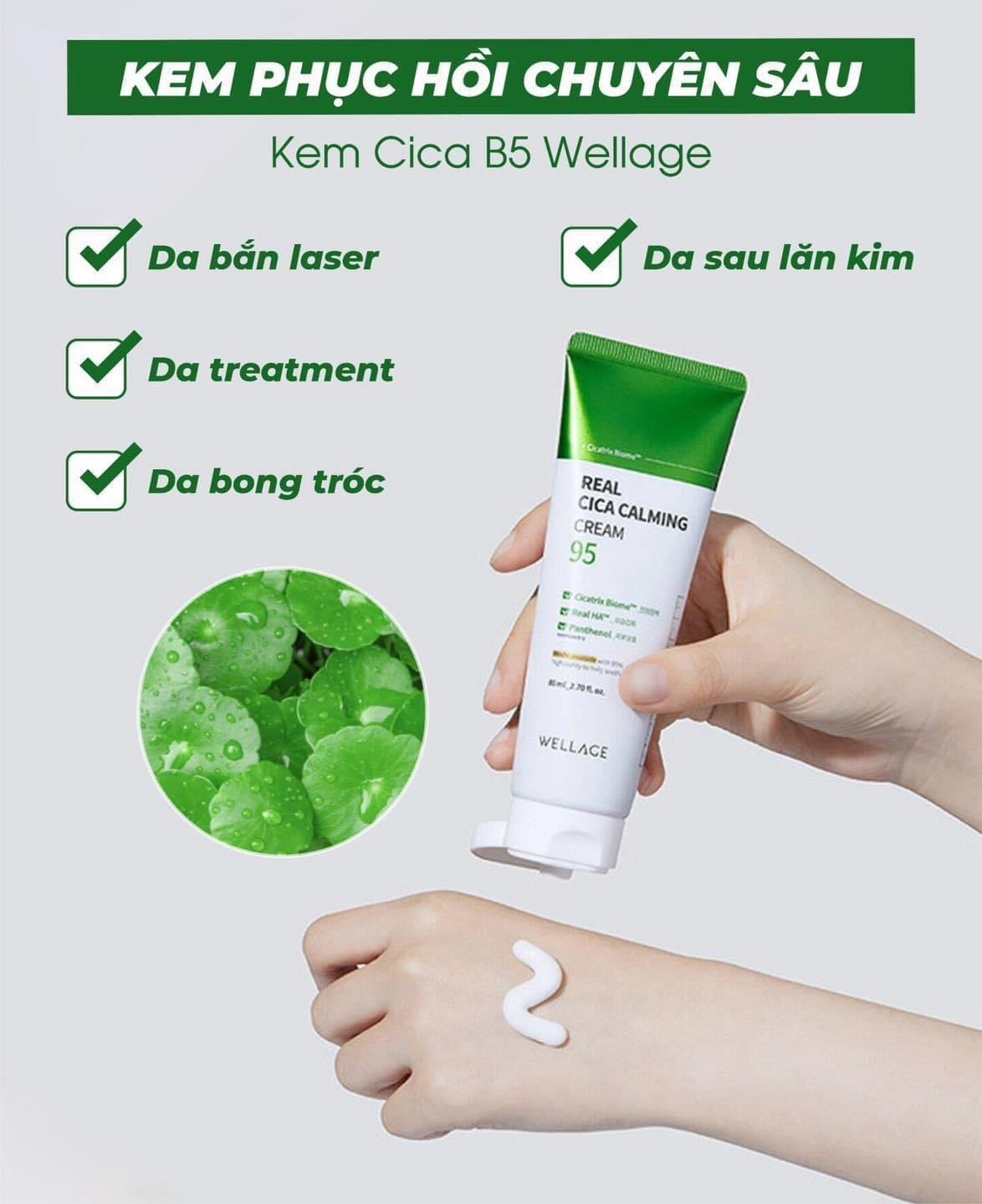 WELLAGE Real Cica Calming Cream 95 - Kem Phục Hồi Dưỡng Ẩm