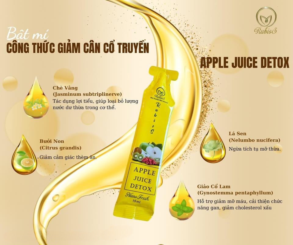 RUBISS APPLE JUICE DETOX - NƯỚC TRÁI CÂY GIẢM CÂN AN TOÀN