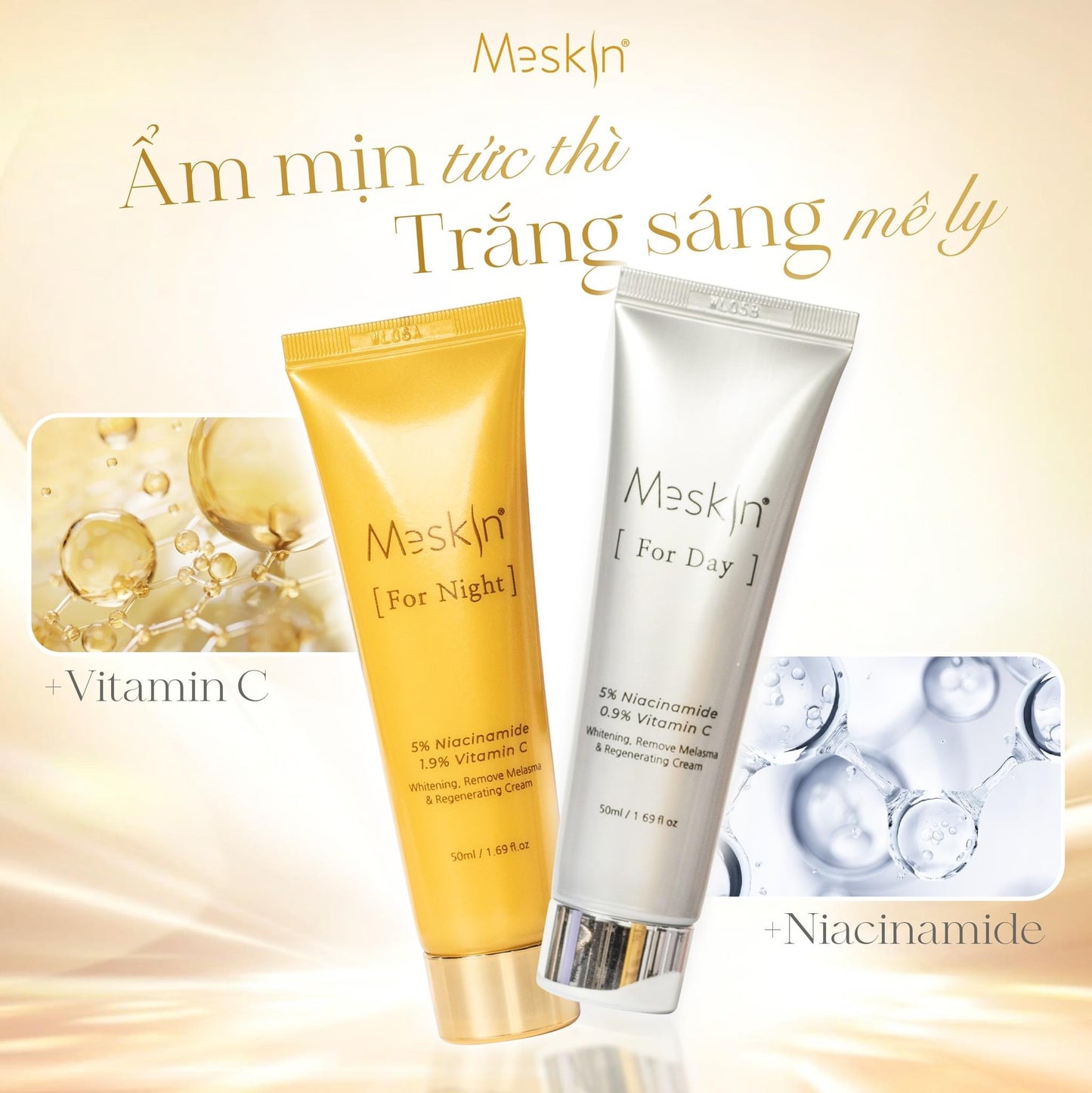 MESKIN KOREA - KEM DƯỠNG TRẮNG DA, MỜ NÁM NGÀY & ĐÊM