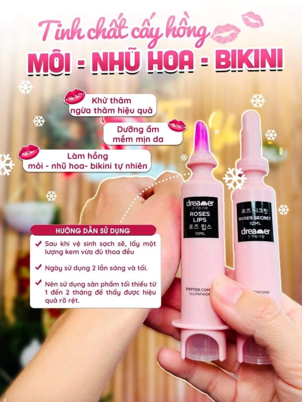 DREAMER ROSES - Tinh Chất Cấy Hồng Môi / Nhũ / Bikini