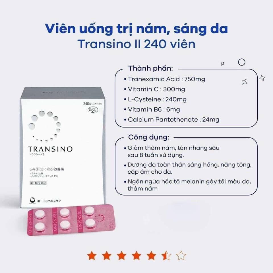 TRANSINO II - VIÊN UỐNG TRỊ NÁM SỐ 1 NHẬT BẢN 🇯🇵