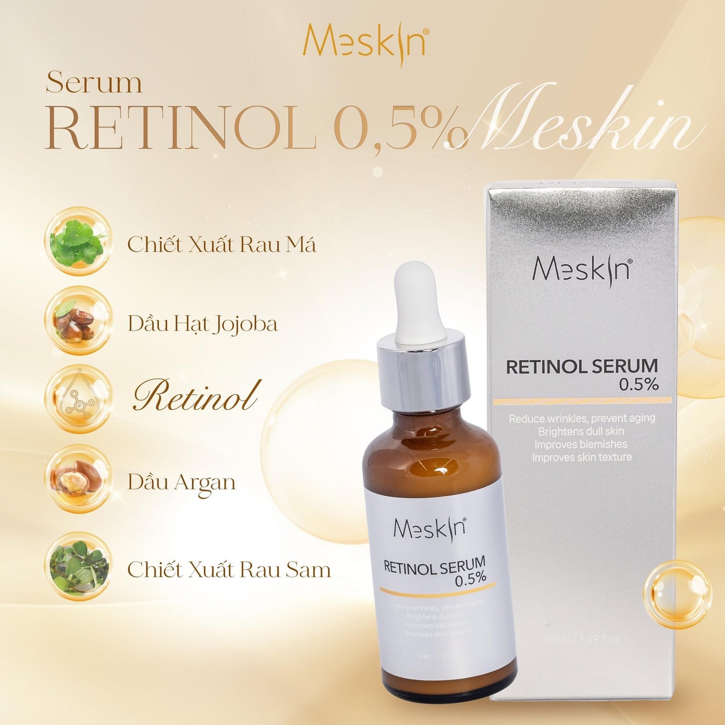 SERUM RETINOL 0.5% MESKIN & SERUM DNA TÁI TẠO MESKIN