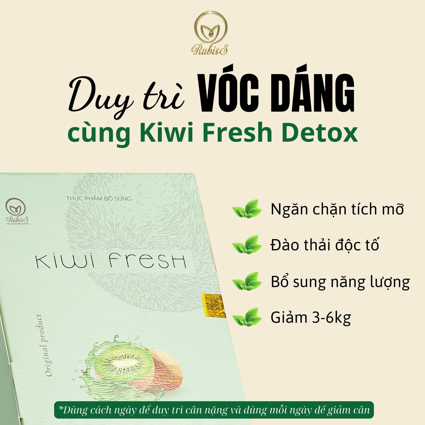 RUBISS KIWI FRESH DETOX  - NƯỚC ÉP TRÁI CÂY ĐÀO THẢI MỠ THỪA