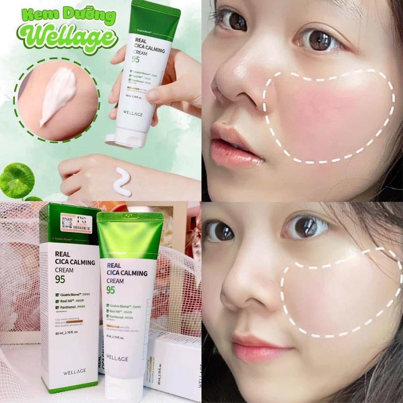 WELLAGE Real Cica Calming Cream 95 - Kem Phục Hồi Dưỡng Ẩm