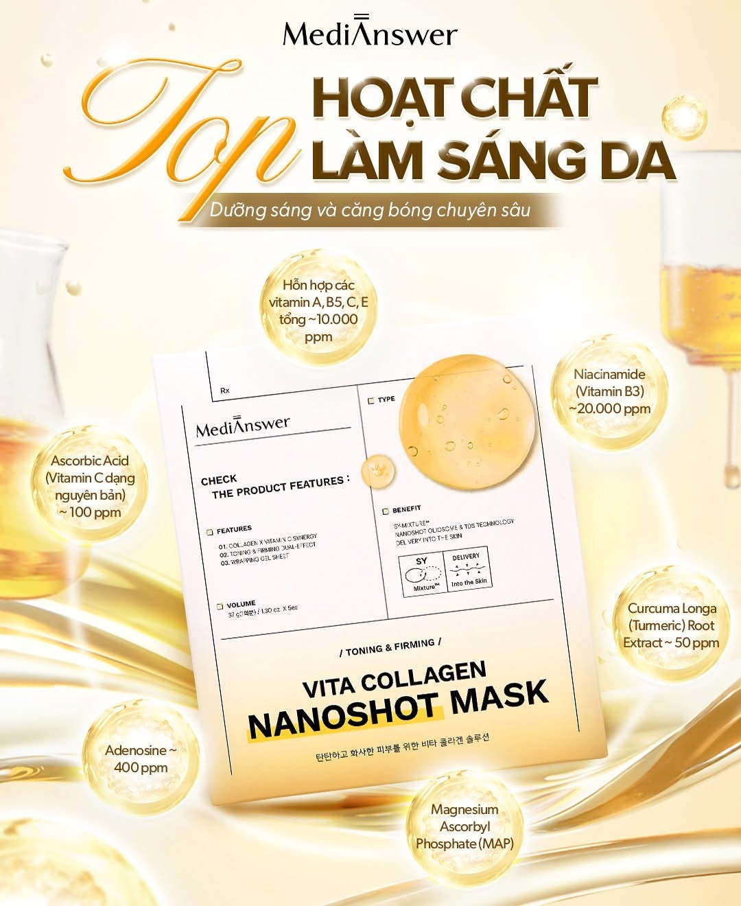 Mặt nạ thạch MediAnswer Vita Collagen Mask