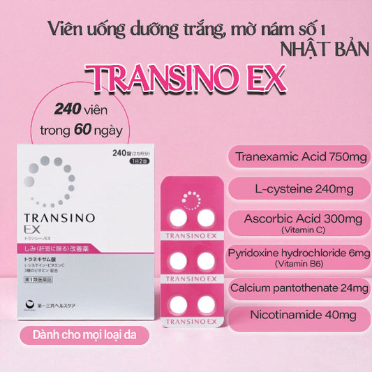 TRANSINO EX - Viên uống dưỡng trắng, mờ nám số 1 Nhật Bản (240v)